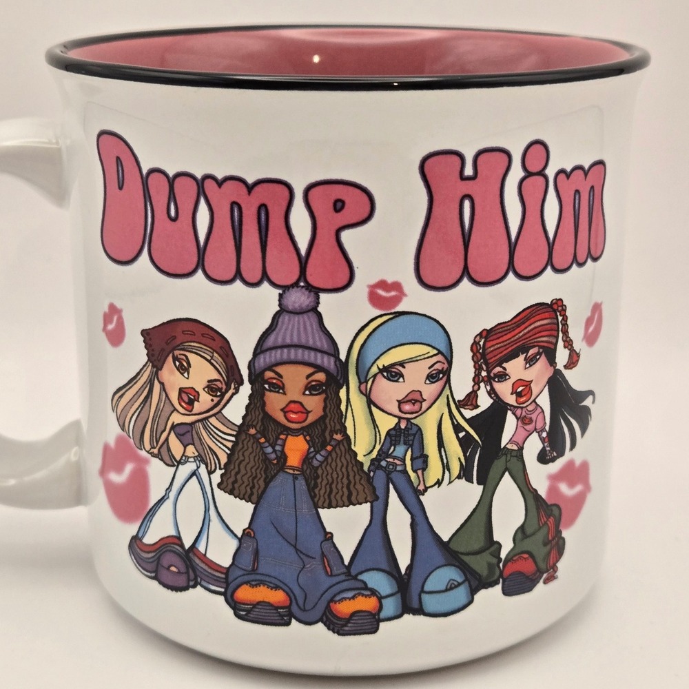 Bratz 16oz Dump Him Coffee Mug White/Pink Y2K Cloe Sasha Jade Yasmin